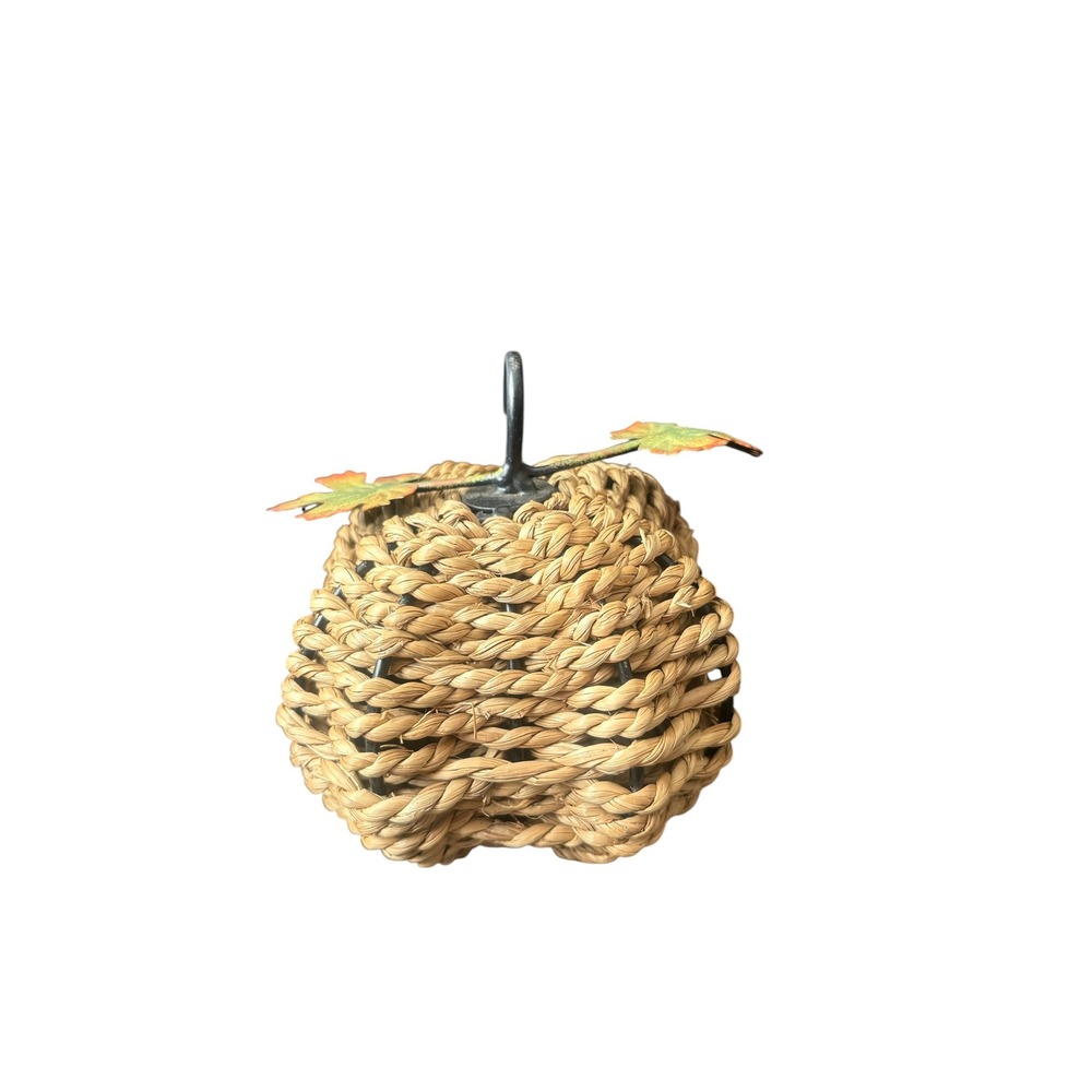 Woven Straw Pumpkin Fall Autumn Harvest Hanging Decor Rustic 5" Thanksgiving
